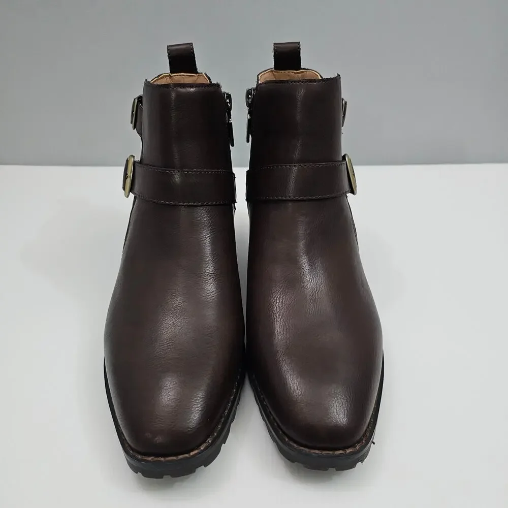 Blondo Shantel Moto Ankle Boot Womens 9 Brown Leather Waterproof Western NEW
